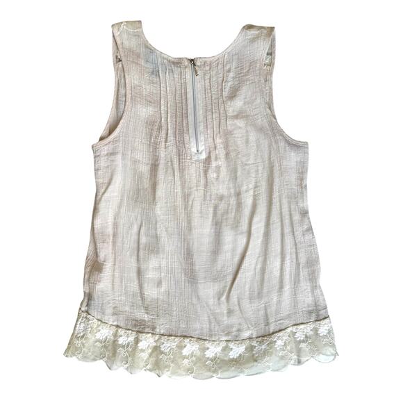 Cynthia Rowley Cream Sleeveless Top Womens Medium Lace Romantic Flirty Coquette - Picture 7 of 14